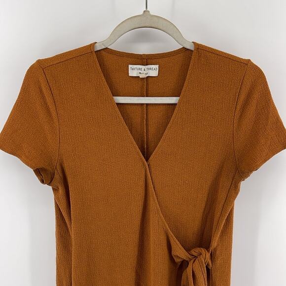 Madewell Textured & Thread textured short sleeve wrap dress sz S - Picture 2 of 6